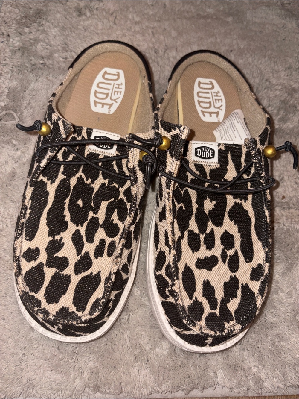 Hey Dude Kids Leopard-Print Sneakers - Black & Cream